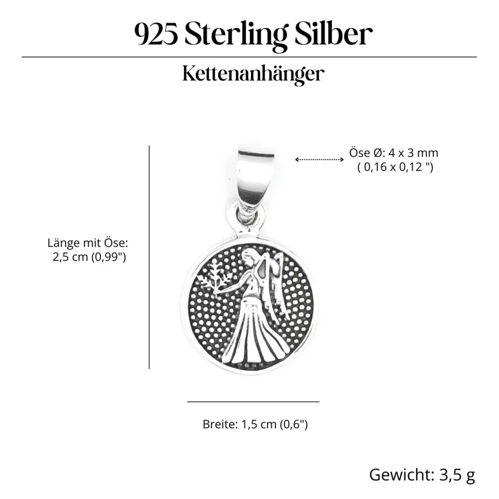 Jungfrau Schmuck Astrologie Sternzeichen 925 Silber Anhänger Schmuck