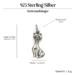 Katzen Schmuck Kettenanhänger 925 Silber