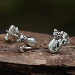 Katze Ohrstecker 925 Silber Ohrschmuck