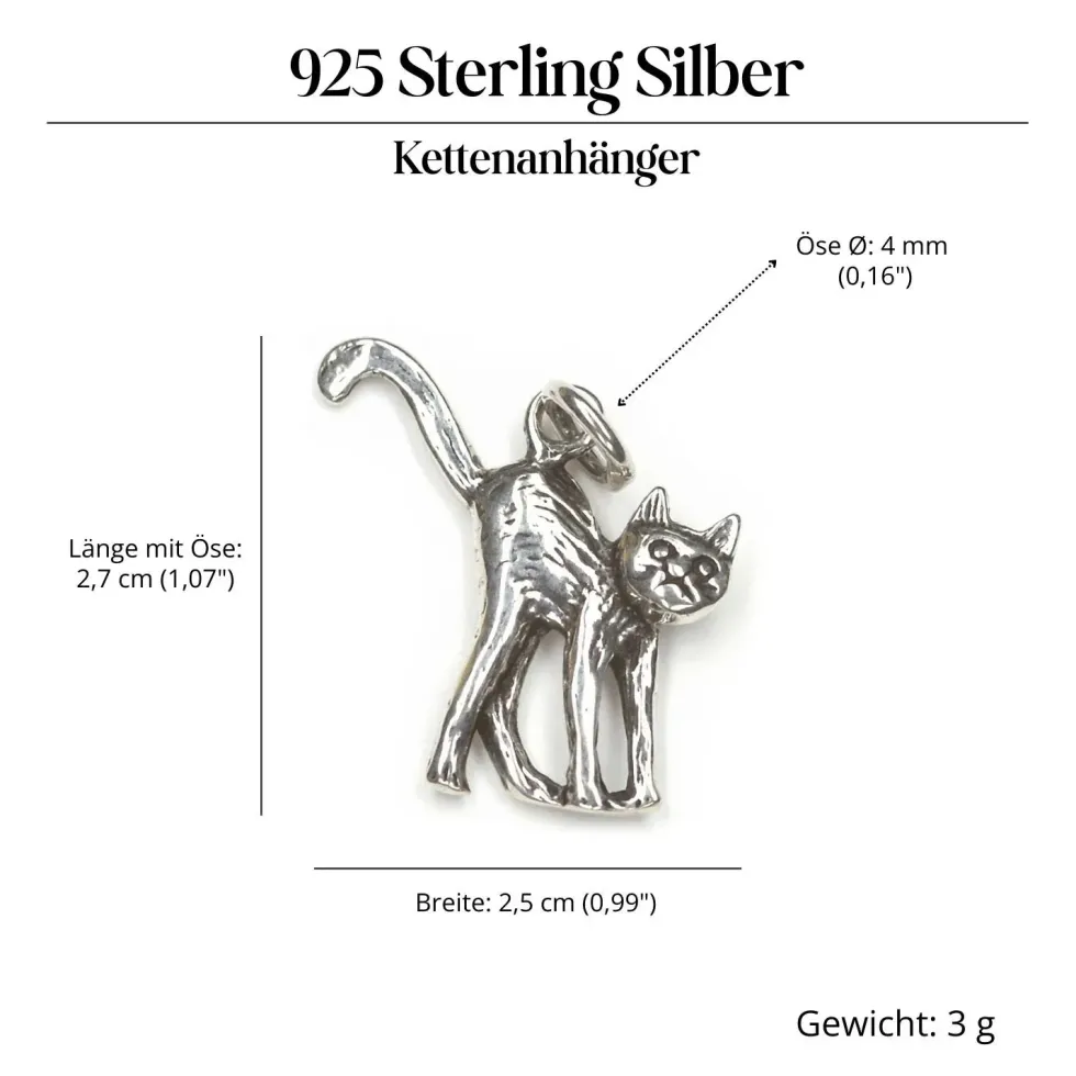 Katze Schmuck Kettenanhänger 925 Silber Tierschmuck