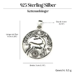 Kelten Hirsch Anhänger 925 Silber Kettenanhänger