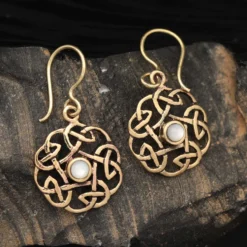 Keltenknoten Ohrhänger Bronze Perlmutt Ohrringe