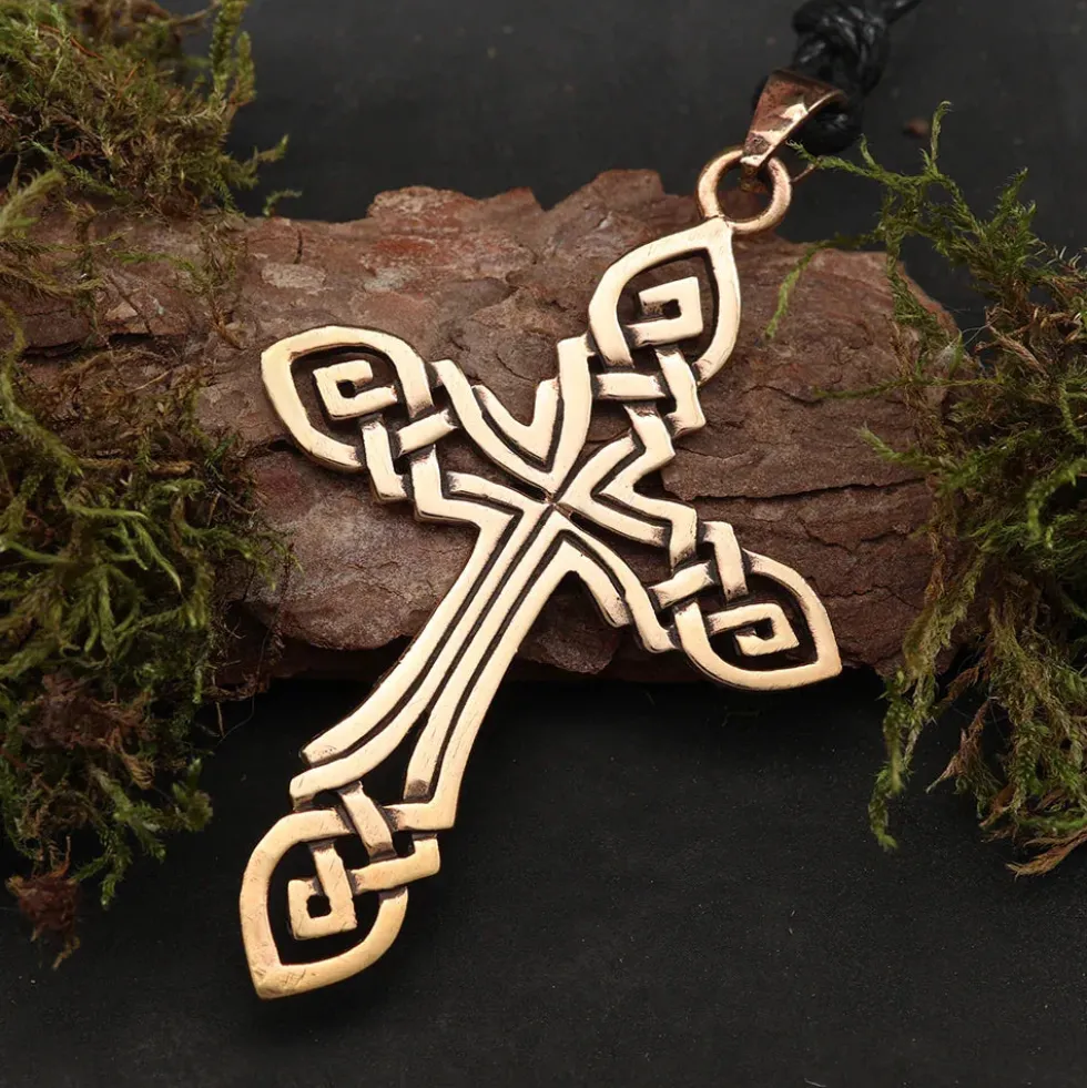 Keltenkreuz Anhänger Schmuck Bronze Kette