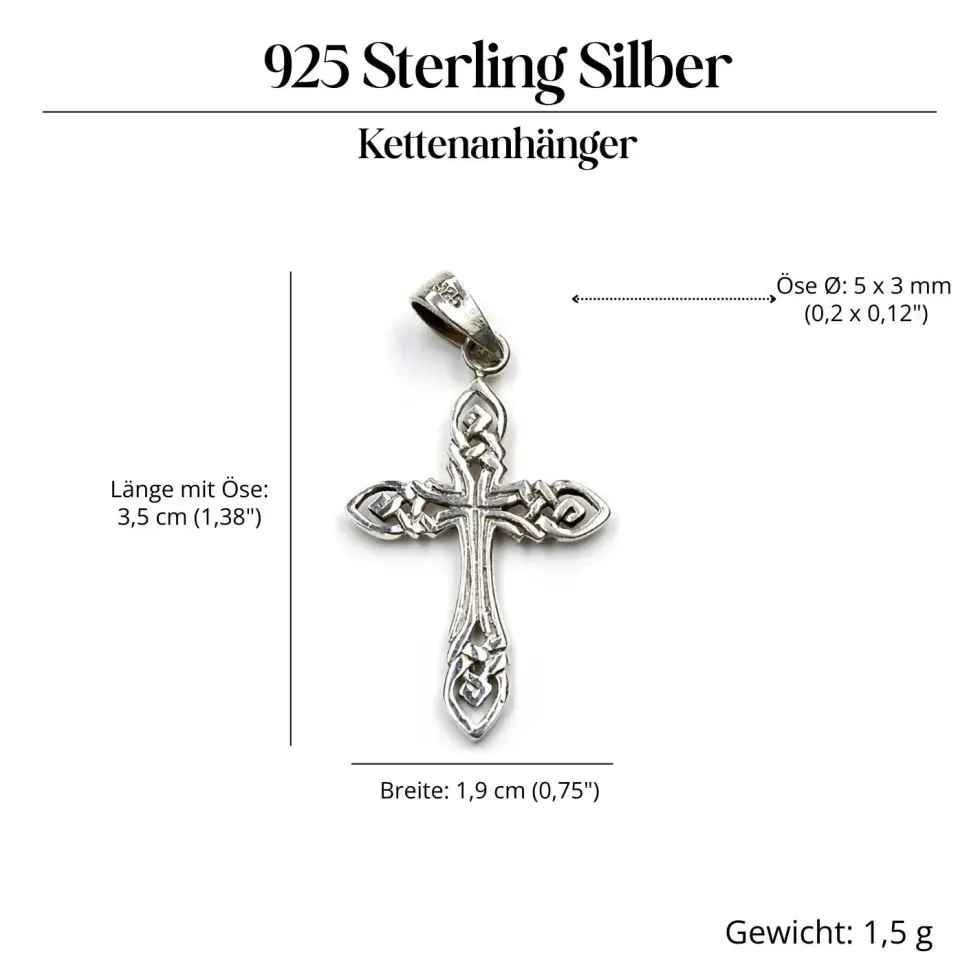 Kelten Kreuz Schmuck Kettenanhänger 925 Silber