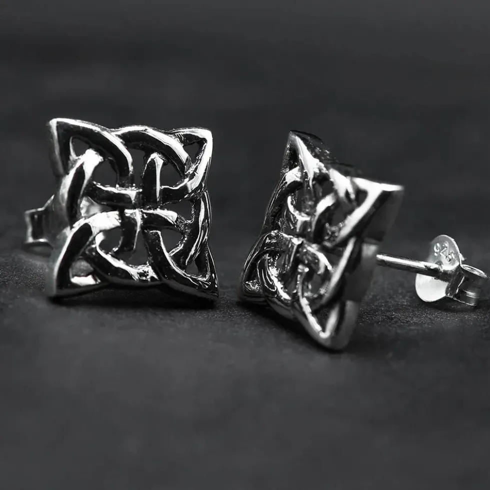 Kelten Quadrat Ohrstecker Sterlingsilber Ohrschmuck