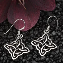Kelten Quadrat Silber Ohrhänger keltischer Ohrschmuck 925 Silber (Paar)