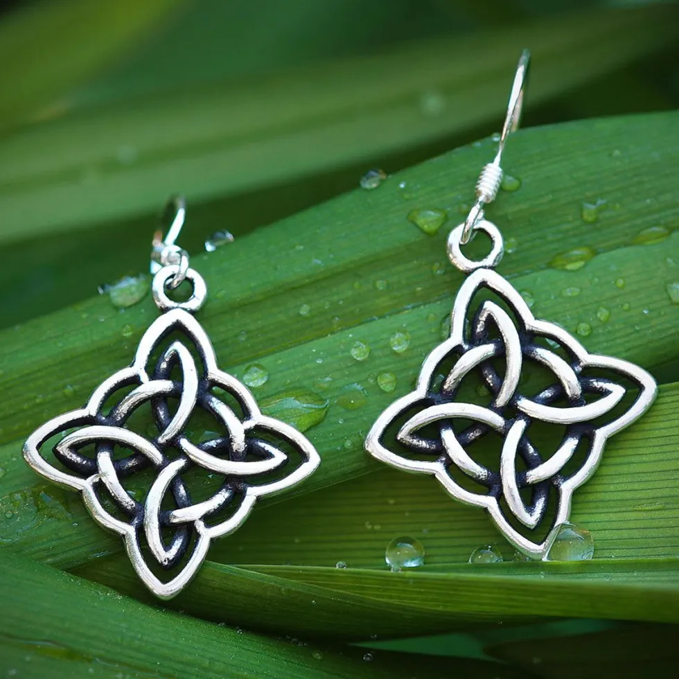 Kelten Quadrat Silber Ohrhänger keltischer Ohrschmuck 925 Silber (Paar)
