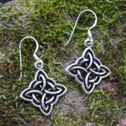 Kelten Quadrat Silber Ohrhänger keltischer Ohrschmuck 925 Silber (Paar)