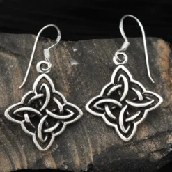 Kelten Quadrat Silber Ohrhänger keltischer Ohrschmuck 925 Silber (Paar)