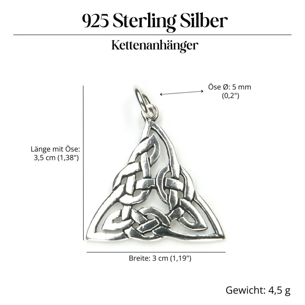 Kelten Schmuck Anhänger 925 Silber Dreieck keltischer Kettenanhänger