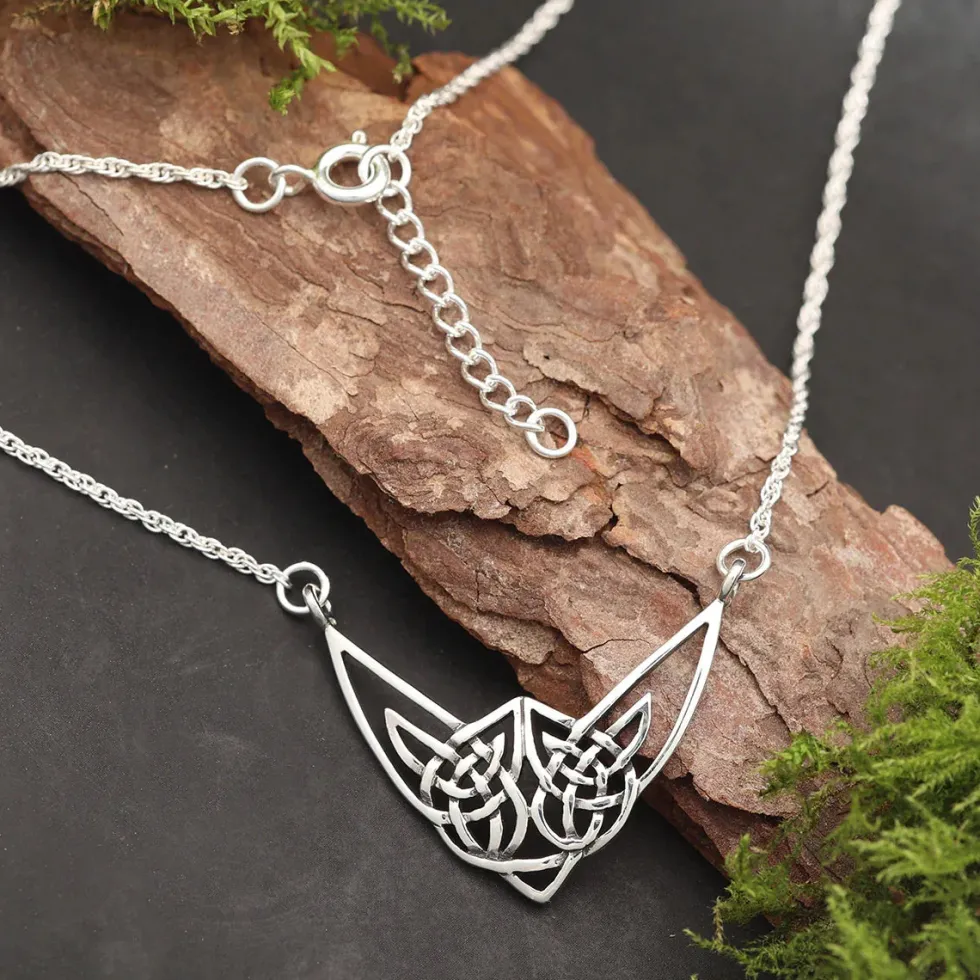 Keltische Halskette 925 Silber Damen Collier längenverstellbar edler Halsschmuck