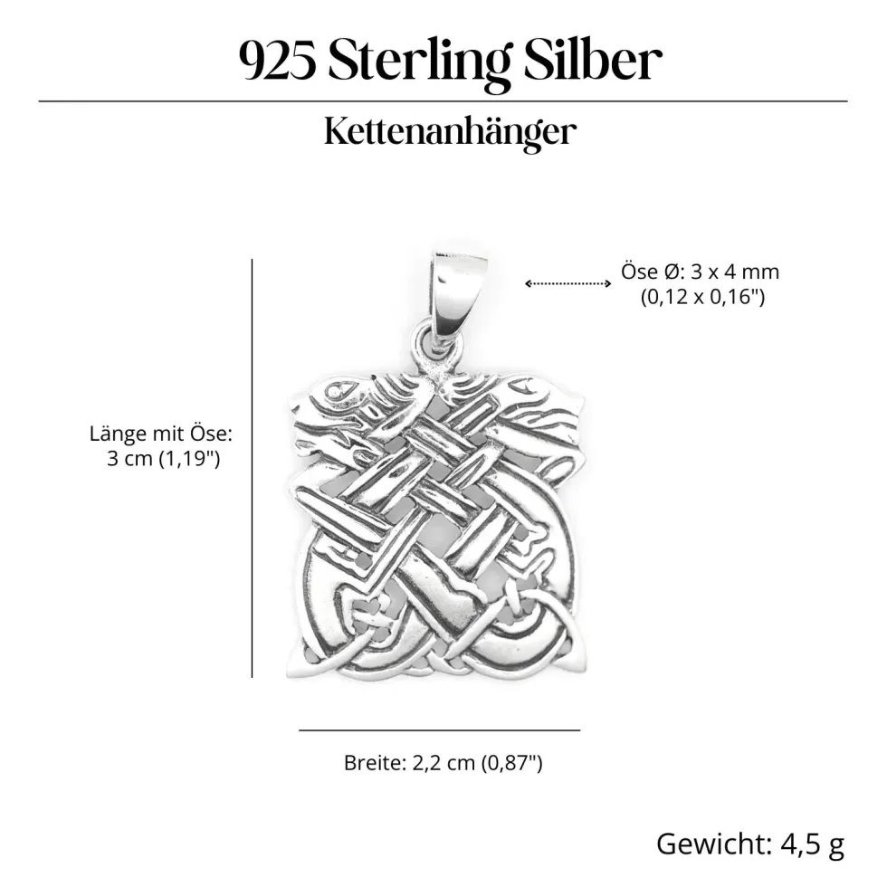 Keltische Hunde Anhänger 925 Silber ausgefallener Kelten Schmuck