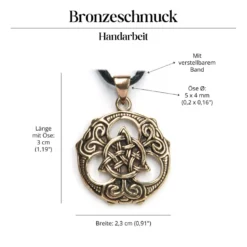 Keltische Kette Schmuck Tri Shild Bronze Anhänger