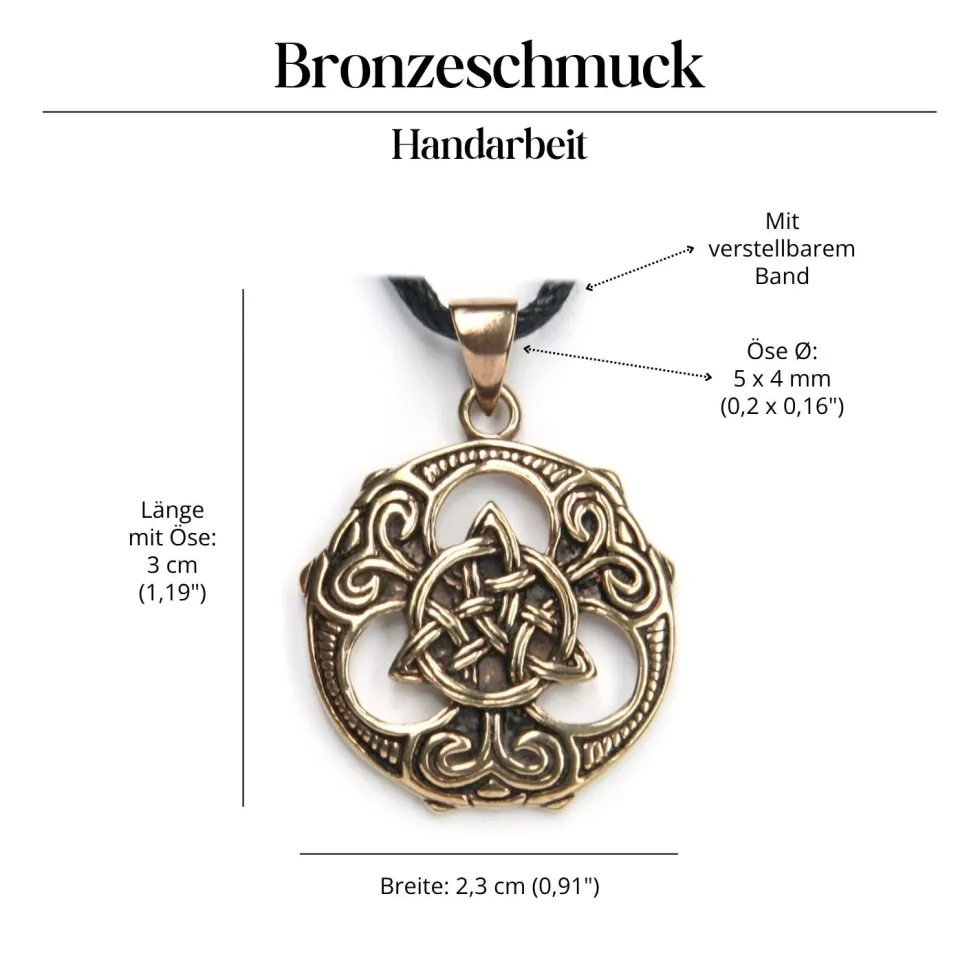 Keltische Kette Schmuck Tri Shild Bronze Anhänger