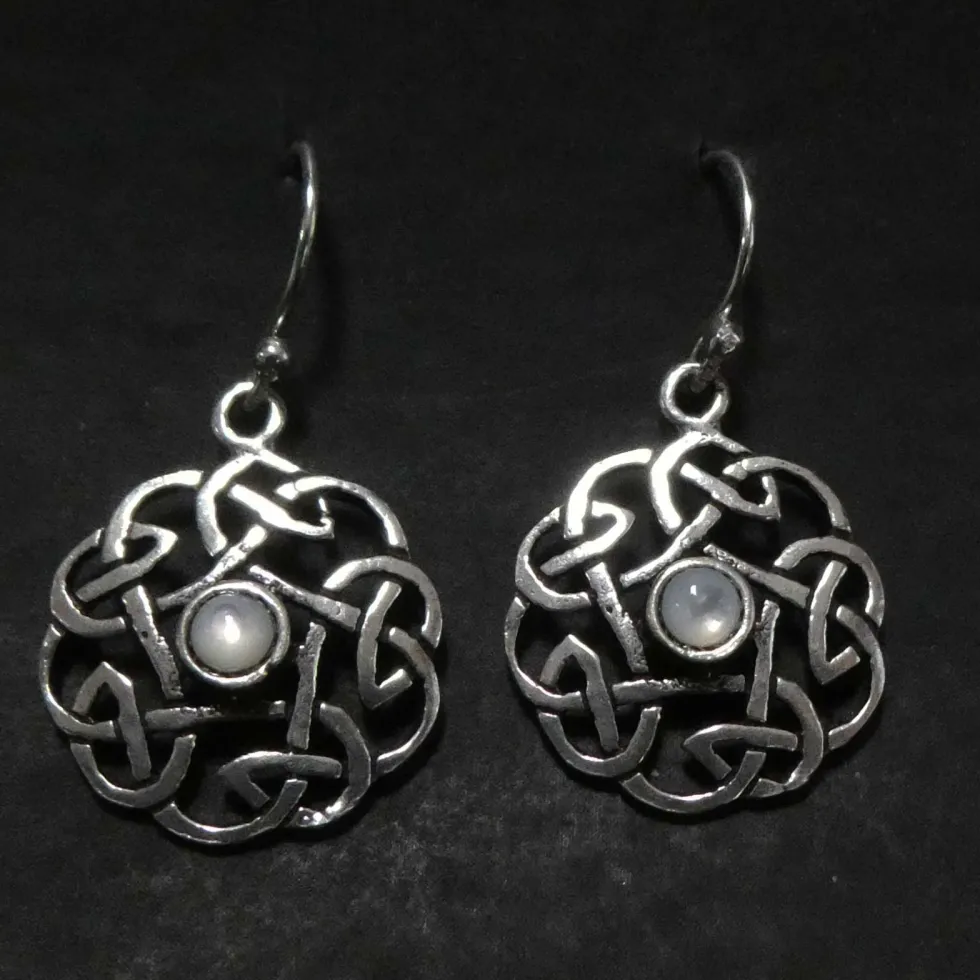 keltische Ohrhänger Perlmutt 925 Sterlingsilber (Paar)