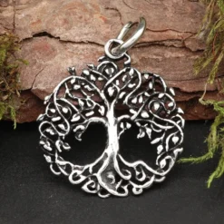 Keltischer Baum Anhänger mit Blätter Silber 925/000