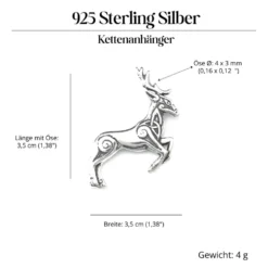 Keltischer Hirsch Schmuck 925 Silber Kettenanhänger