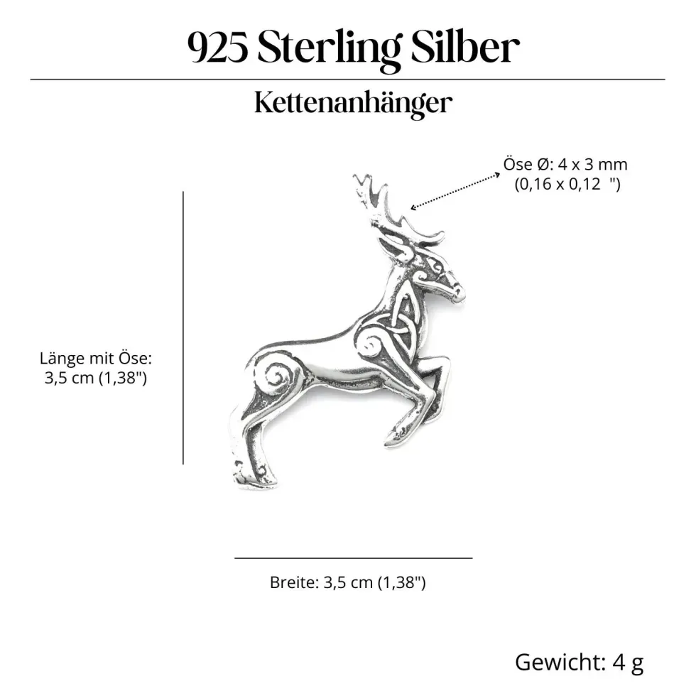 Keltischer Hirsch Schmuck 925 Silber Kettenanhänger