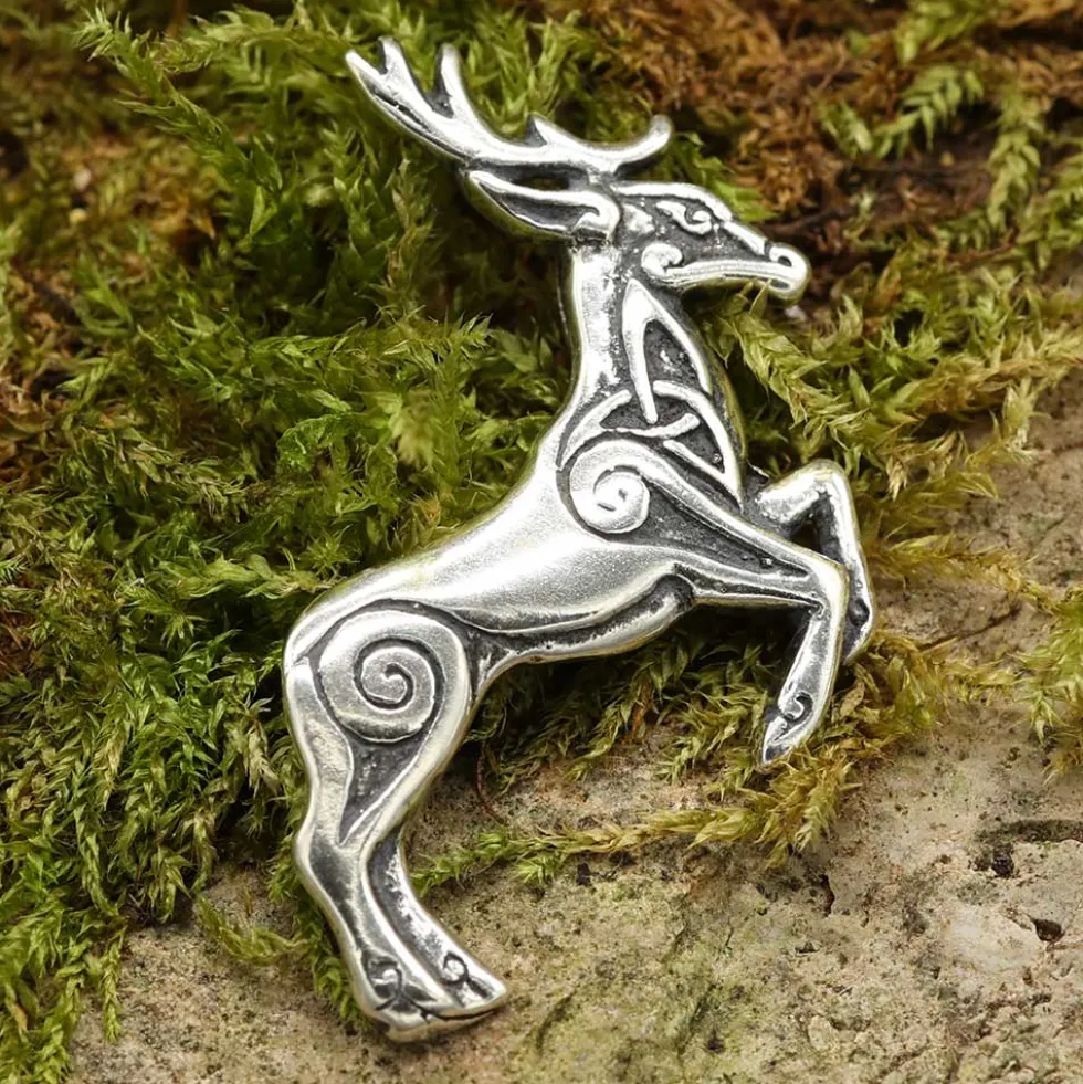 Keltischer Hirsch Schmuck 925 Silber Kettenanhänger