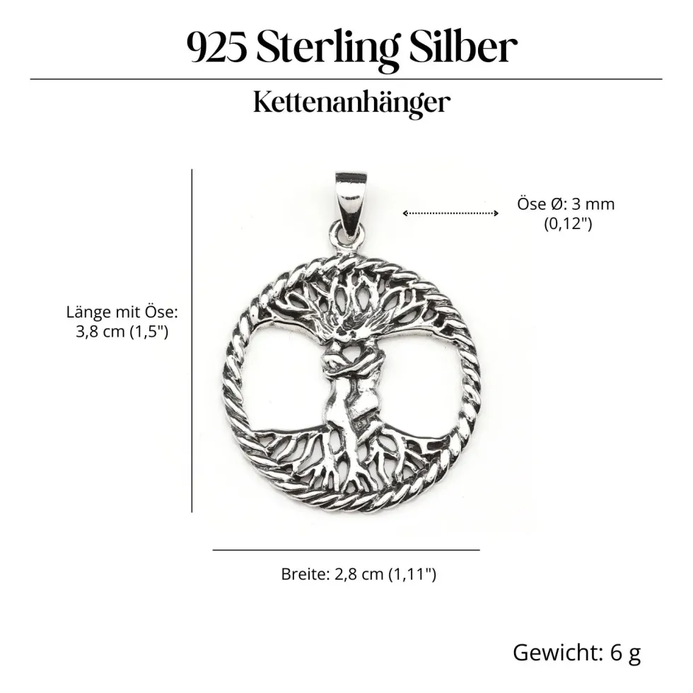 Keltischer Lebensbaum Silber Anhänger Liebende 925 Silber