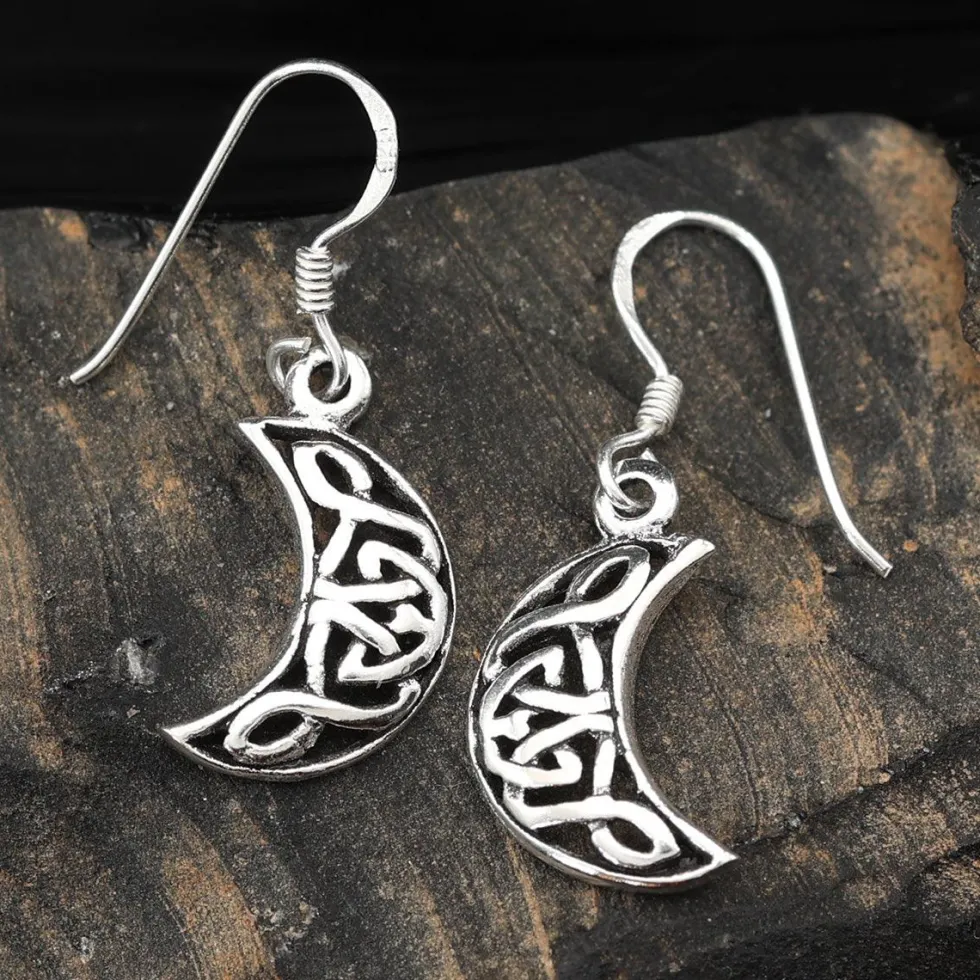 keltischer Mond Ohrhänger 925 Sterlingsilber (Paar)