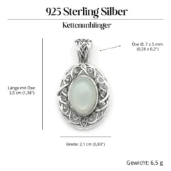 Keltischer Mondstein Silber Anhänger Keltenknoten einbändig