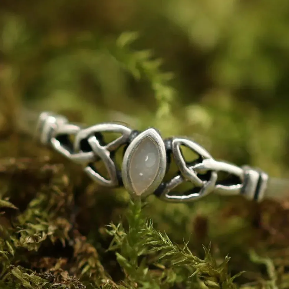 Keltischer Ring mit Perlmutt in Keltenknoten gefasst 925 Silber Damen Mädchen