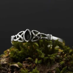 Keltischer Ring mit Schwarzem Perlmutt Damenring 925 Silber Kinderring