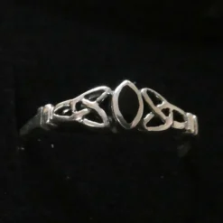 Keltischer Ring mit Schwarzem Perlmutt Damenring 925 Silber Kinderring