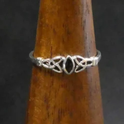 Keltischer Ring mit Schwarzem Perlmutt Damenring 925 Silber Kinderring
