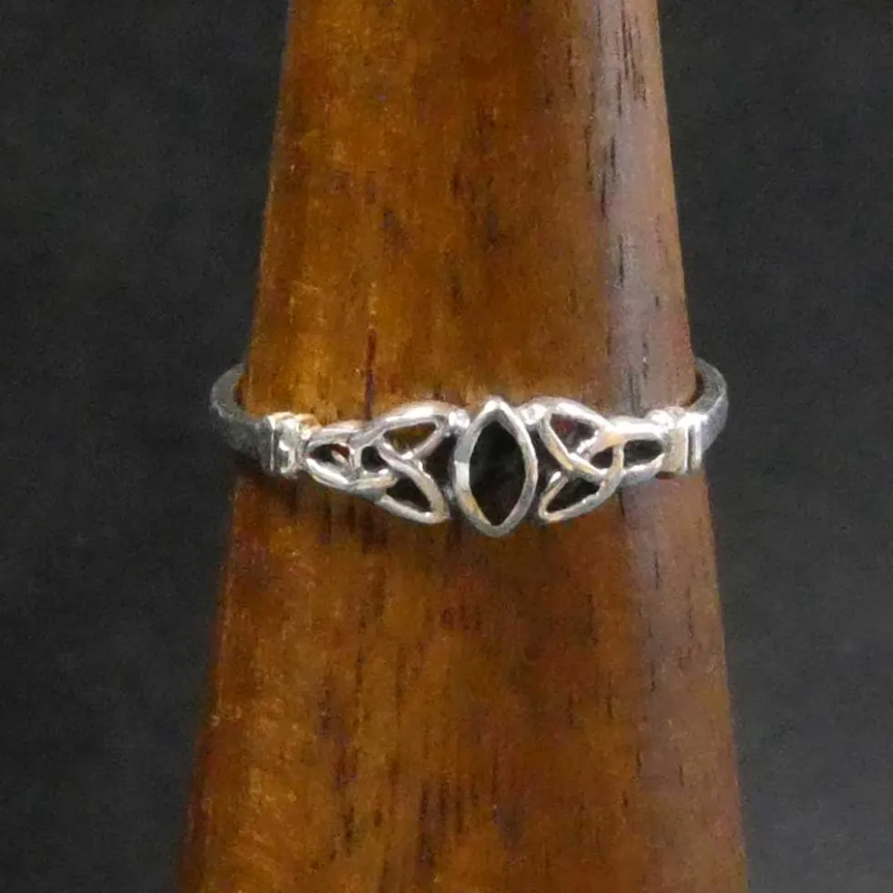 Keltischer Ring mit Schwarzem Perlmutt Damenring 925 Silber Kinderring
