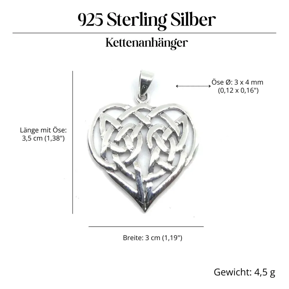 Keltisches Herz Schmuck Anhänger aus Silber 925