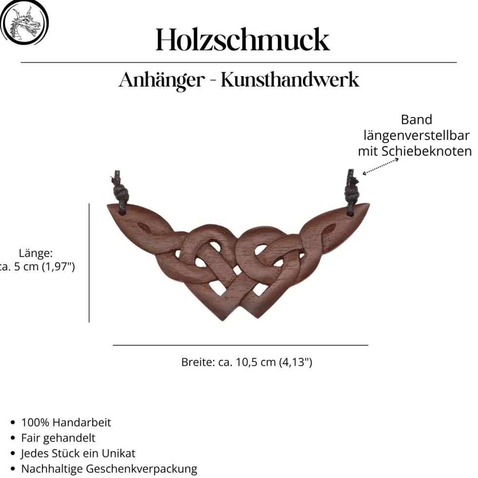 Keltisches Holz Schmuck Collier Kette Handarbeit