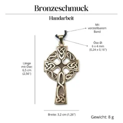 Keltisches Kreuz Anhänger Schmuck Bronze Kette