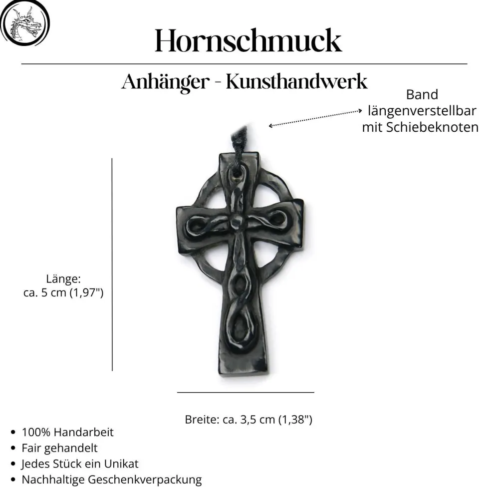 Keltisches Kreuz Hornschmuck Anhänger Kette