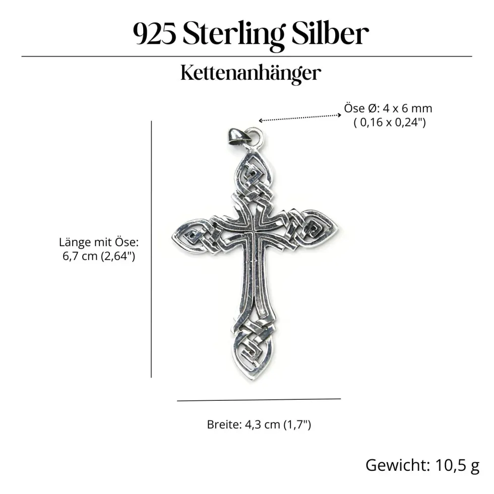 Keltisches Kreuz Schmuck Anhänger aus Silber 925
