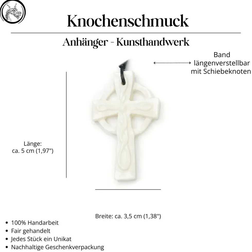 Keltisches Kreuz Schmuck aus Knochen Kette