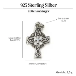 Keltisches Kreuz Schmuck Kettenanhänger 925/000