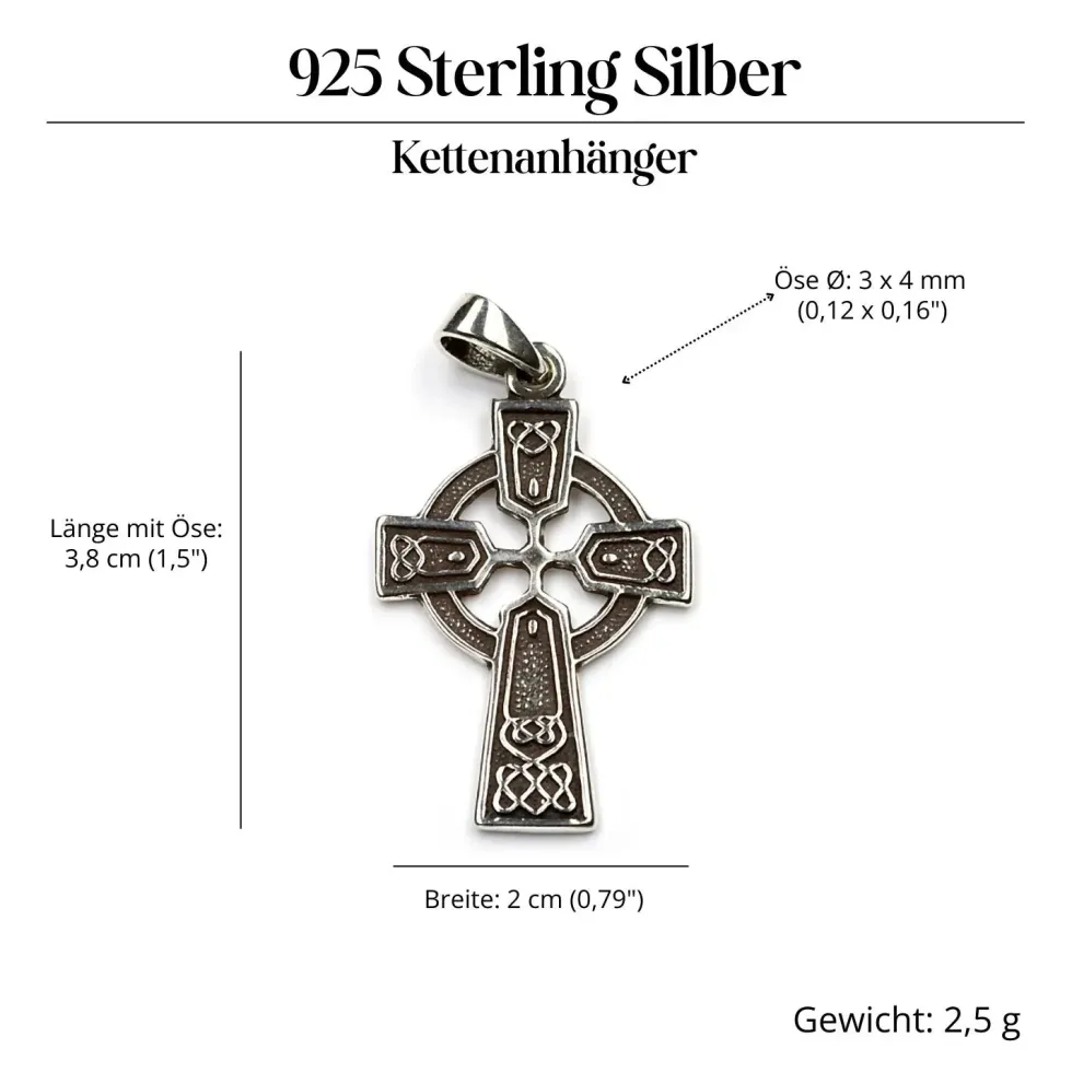 keltisches Kreuz Schmuck 925 Silber Kettenanhänger