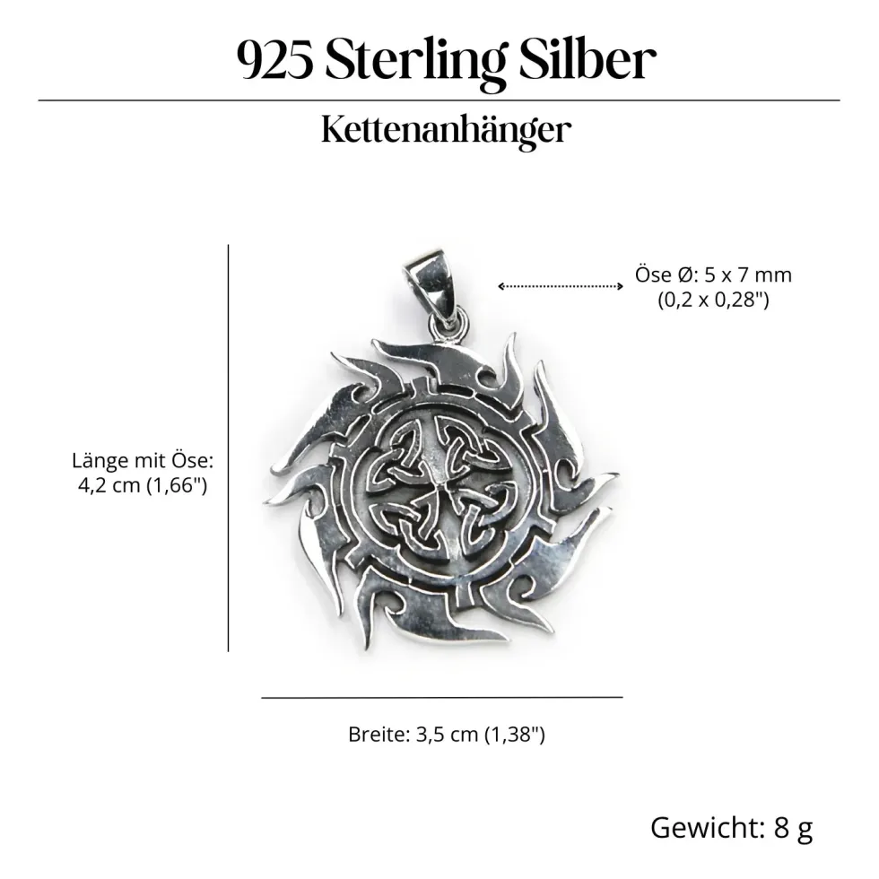 keltische Sonne Schmuck Anhänger aus 925 Silber