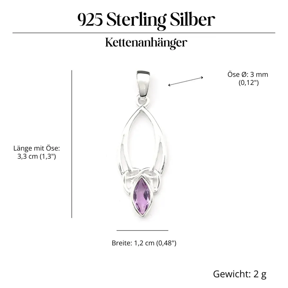 Kettenanhänger Amethyst in keltischen Knoten gefasst 925 Silber