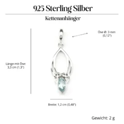 Kettenanhänger Blauer Topas in keltischen Knoten gefasst 925 Silber