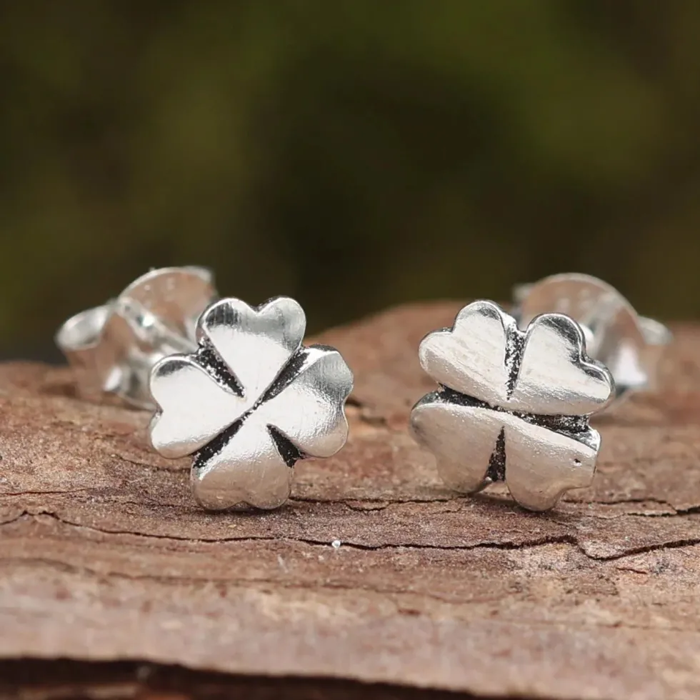 Kleeblatt Ohrstecker Sterlingsilber Ohrschmuck