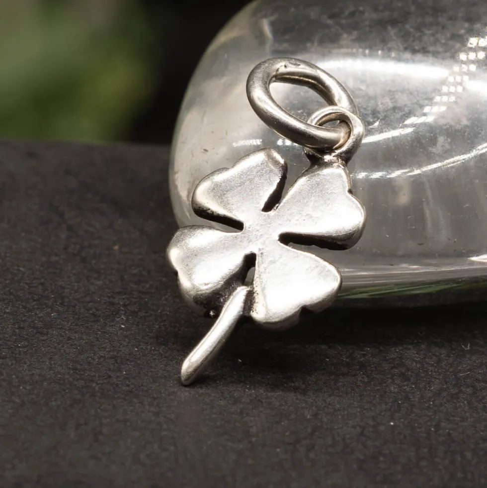 Kleeblatt Schmuck Glücksbringer 925 Silber Kettenanhänger