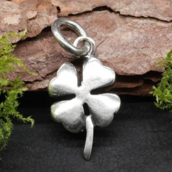 Kleeblatt Schmuck Glücksbringer 925 Silber Kettenanhänger