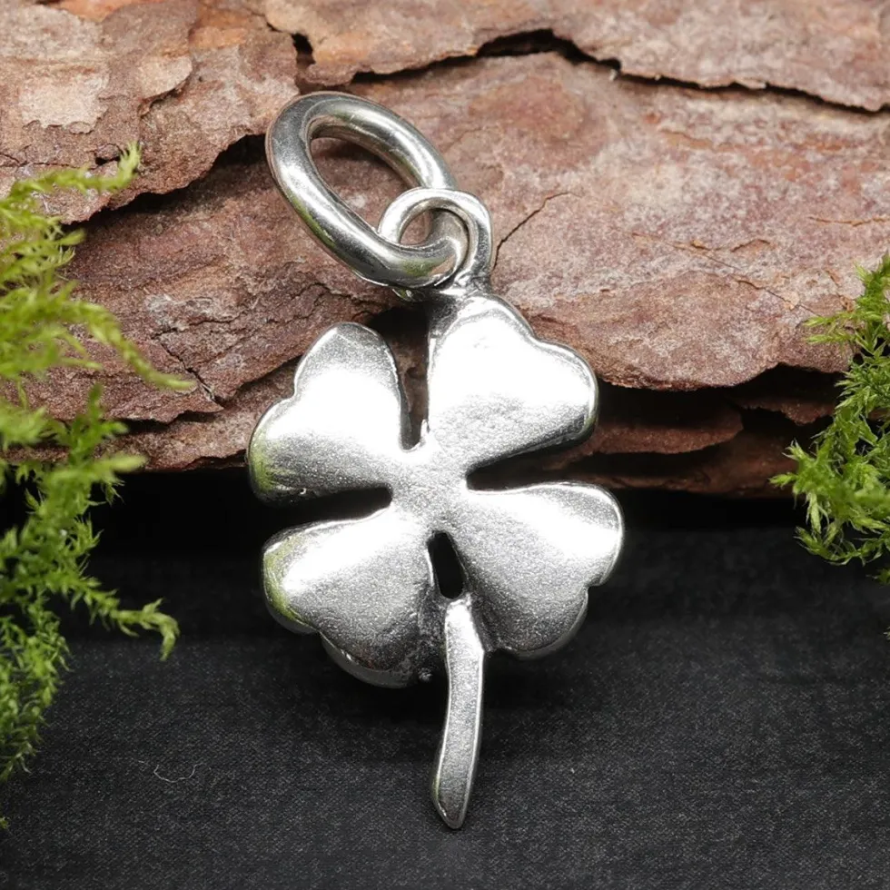 Kleeblatt Schmuck Glücksbringer 925 Silber Kettenanhänger