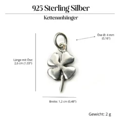 Kleeblatt Schmuck Glücksbringer 925 Silber Kettenanhänger