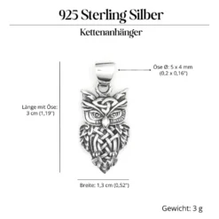 Kleine keltische Eule Schmuck Anhänger 925 Silber Kettenanhänger