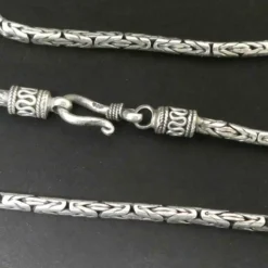 Königskette 3 mm runde Silberkette 925 Silber verzierter Verschluss