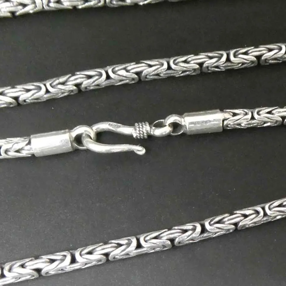 Königskette 3 mm schlichte Endkappen 925 Silber rund